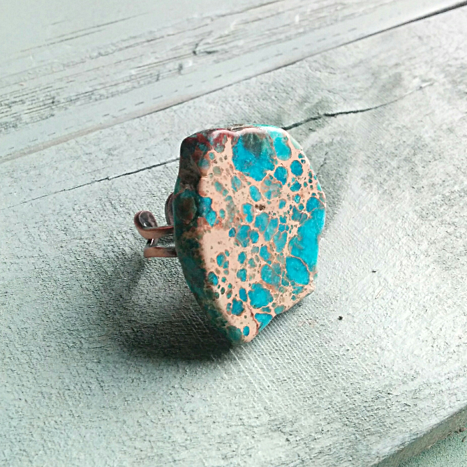 Blue Regalite Chunky Statement Ring