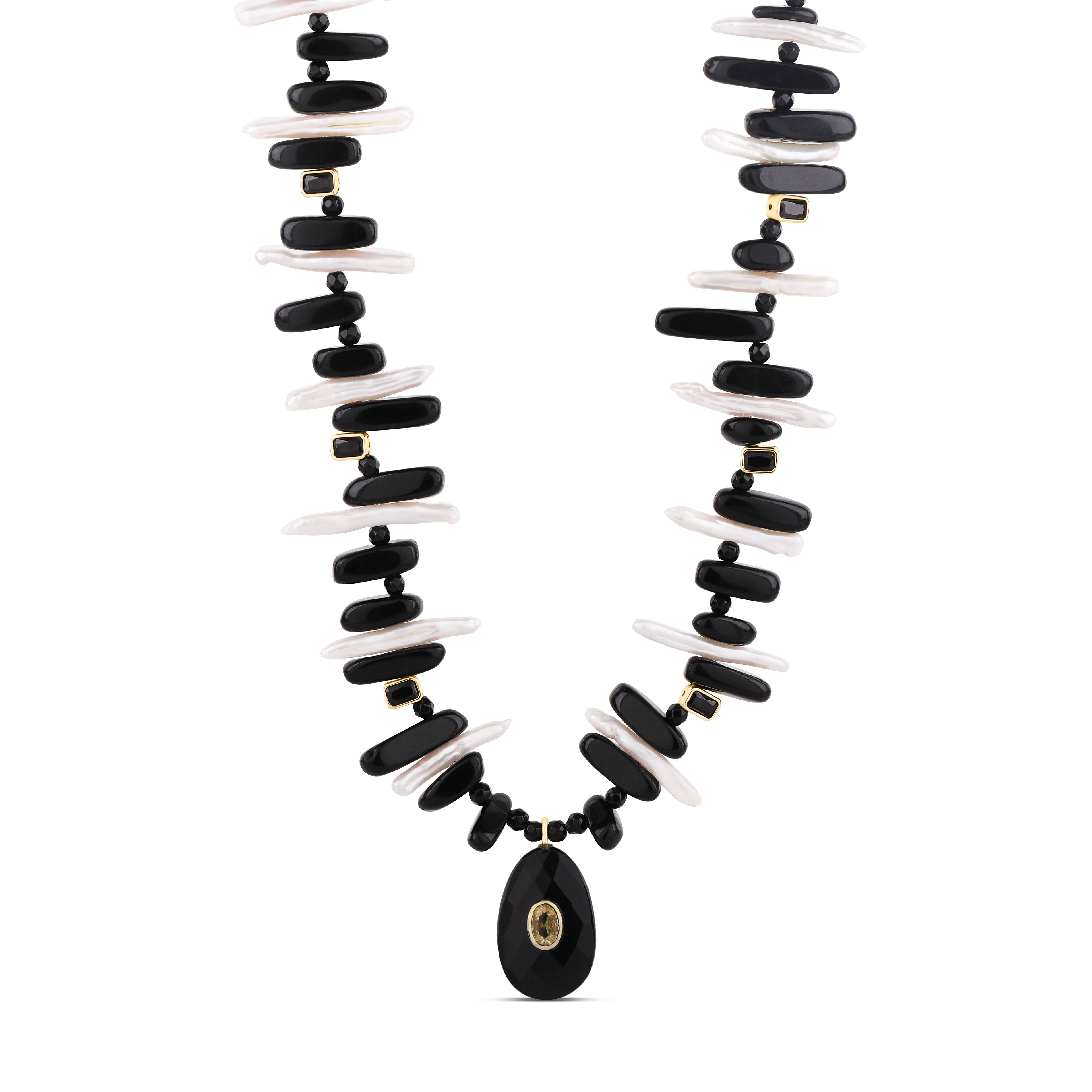 Onyx & Baroque Pearl Necklace