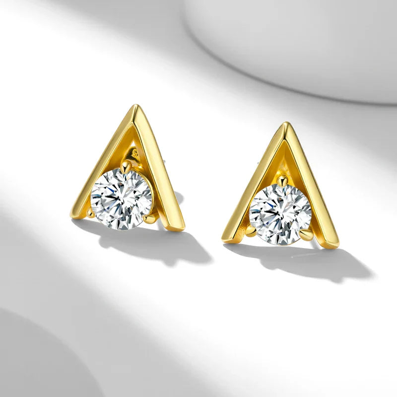 Sterling Silver V-Shaped 2-Carat (1ctx2) Moissanite Stud Earrings