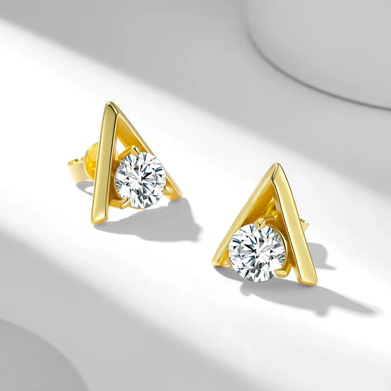 Sterling Silver V-Shaped 2-Carat (1ctx2) Moissanite Stud Earrings