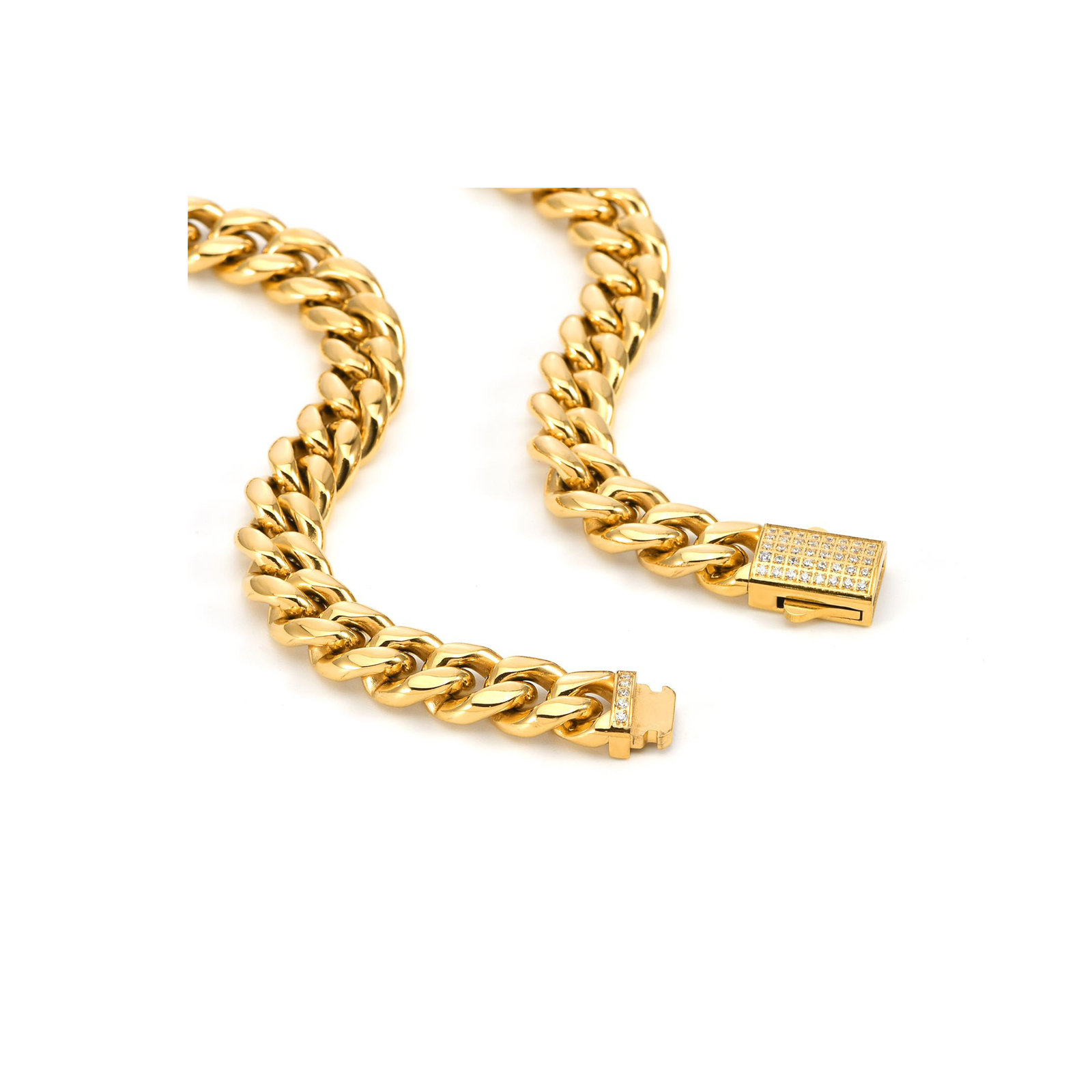 Gold Pavé Clasp Curb Link Chain Bracelet