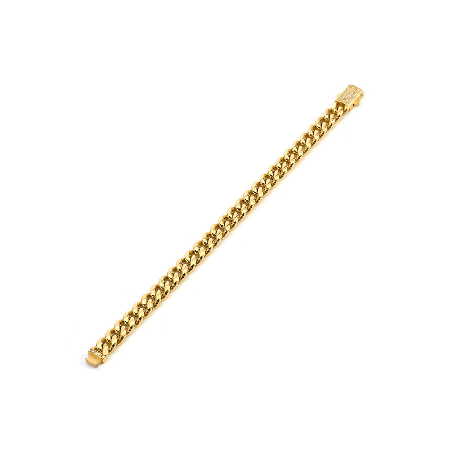 Gold Pavé Clasp Curb Link Chain Bracelet