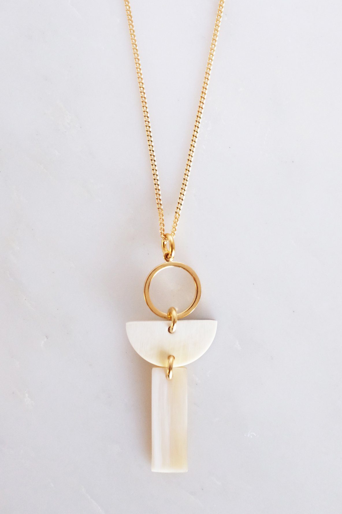 Geometric Buffalo Horn Pendant Necklace