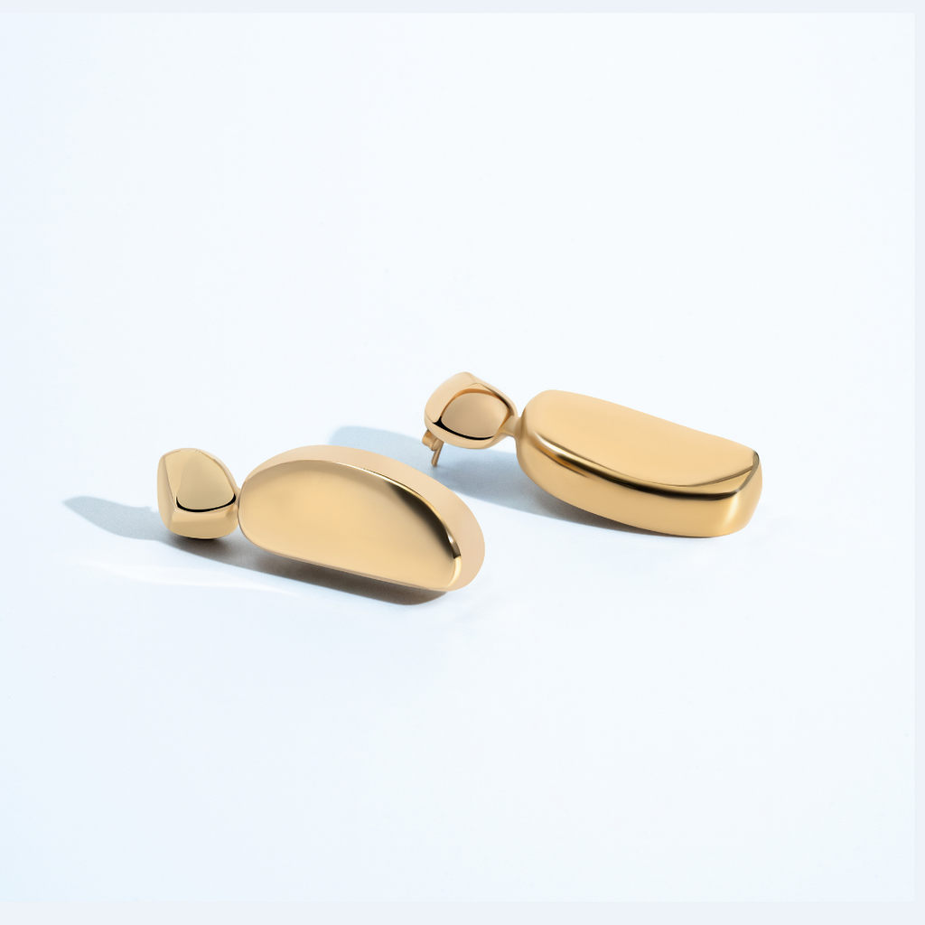 Chloe Geometric Drop Gold Earrings