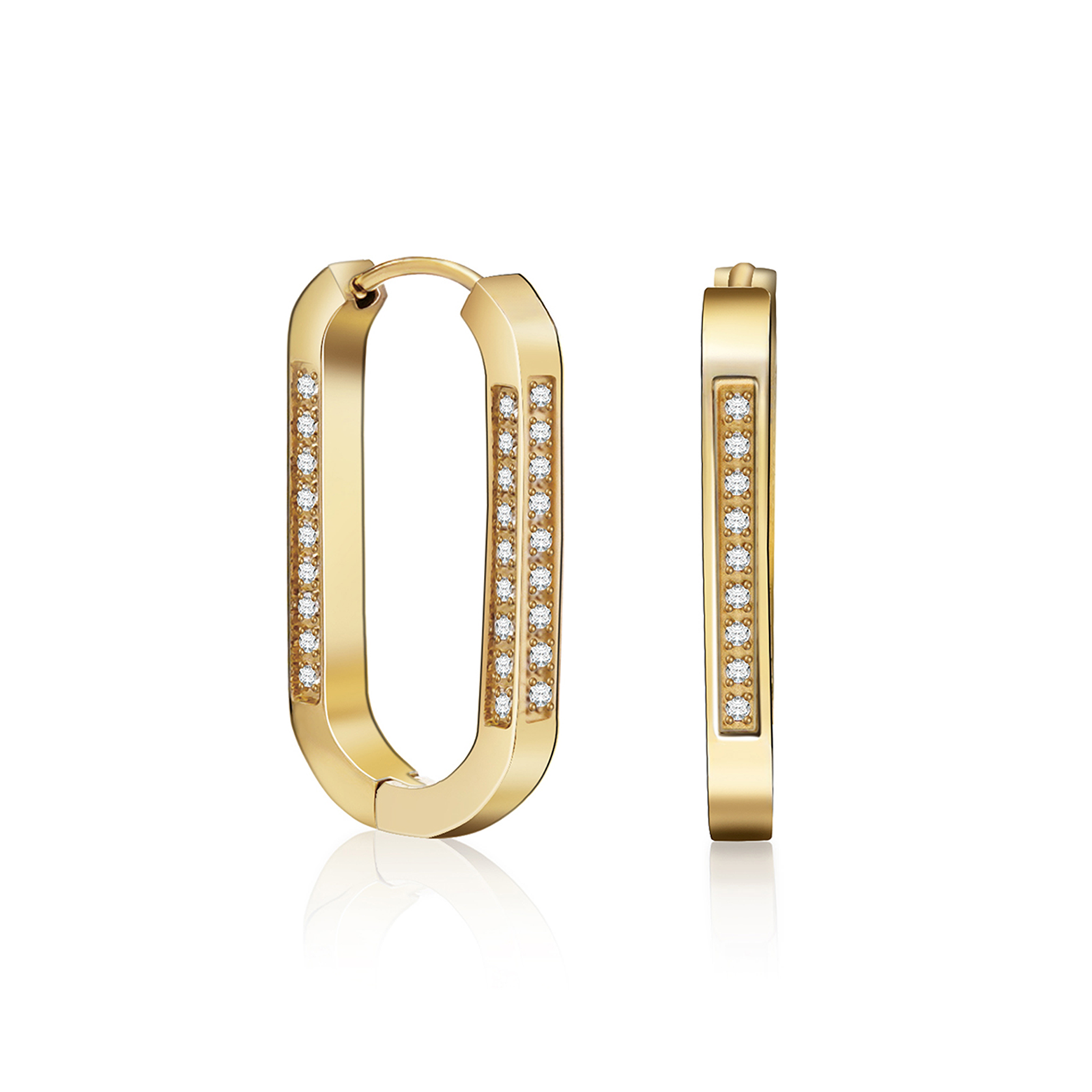 Gold Pavé Padlock Hoop Earrings