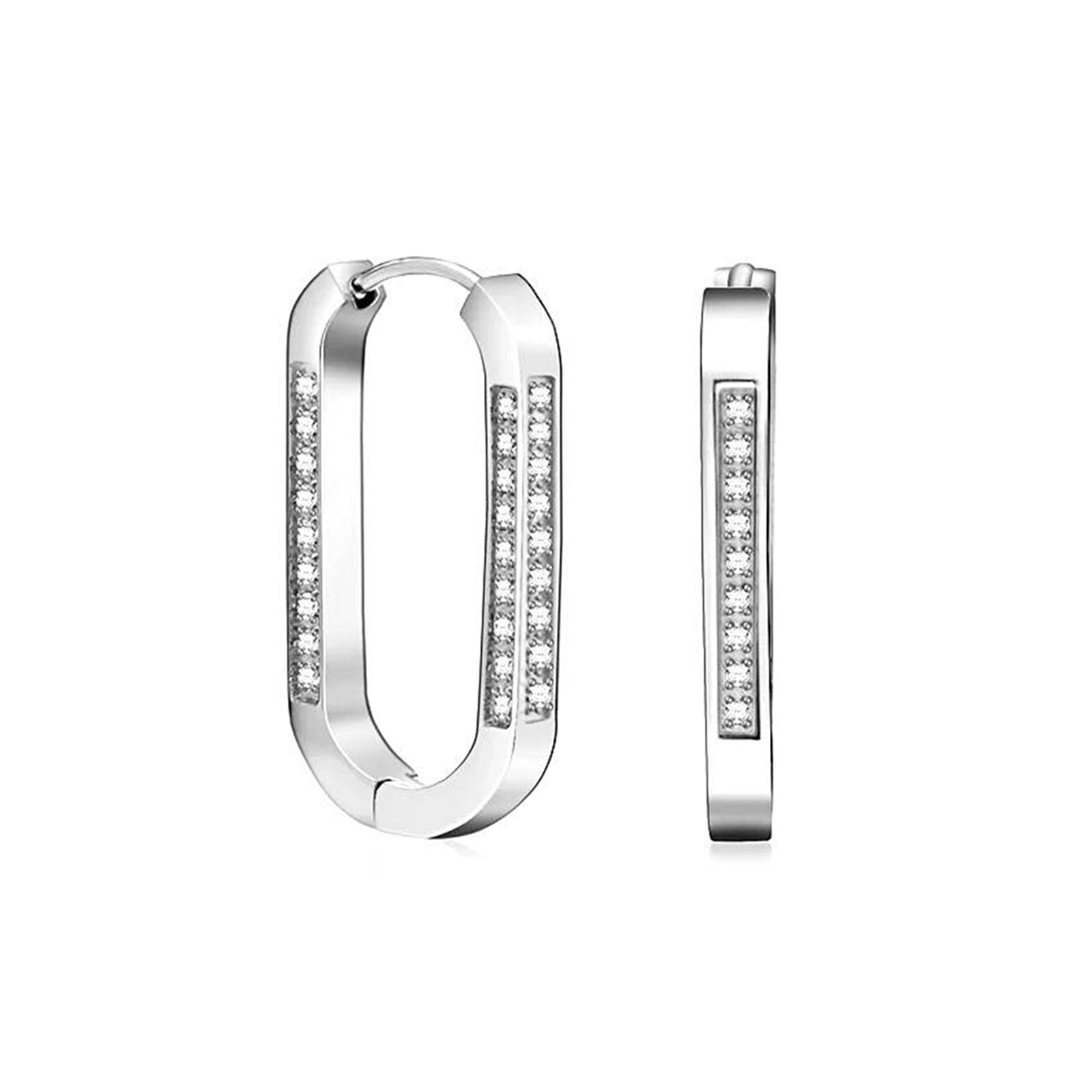 Pavé Padlock Hoop Earrings