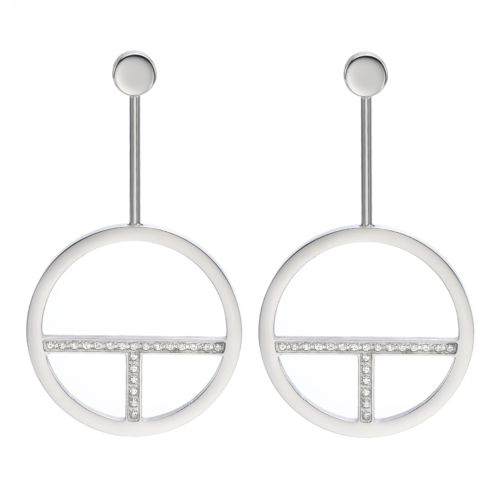 Pavé Logo T Bar Earrings