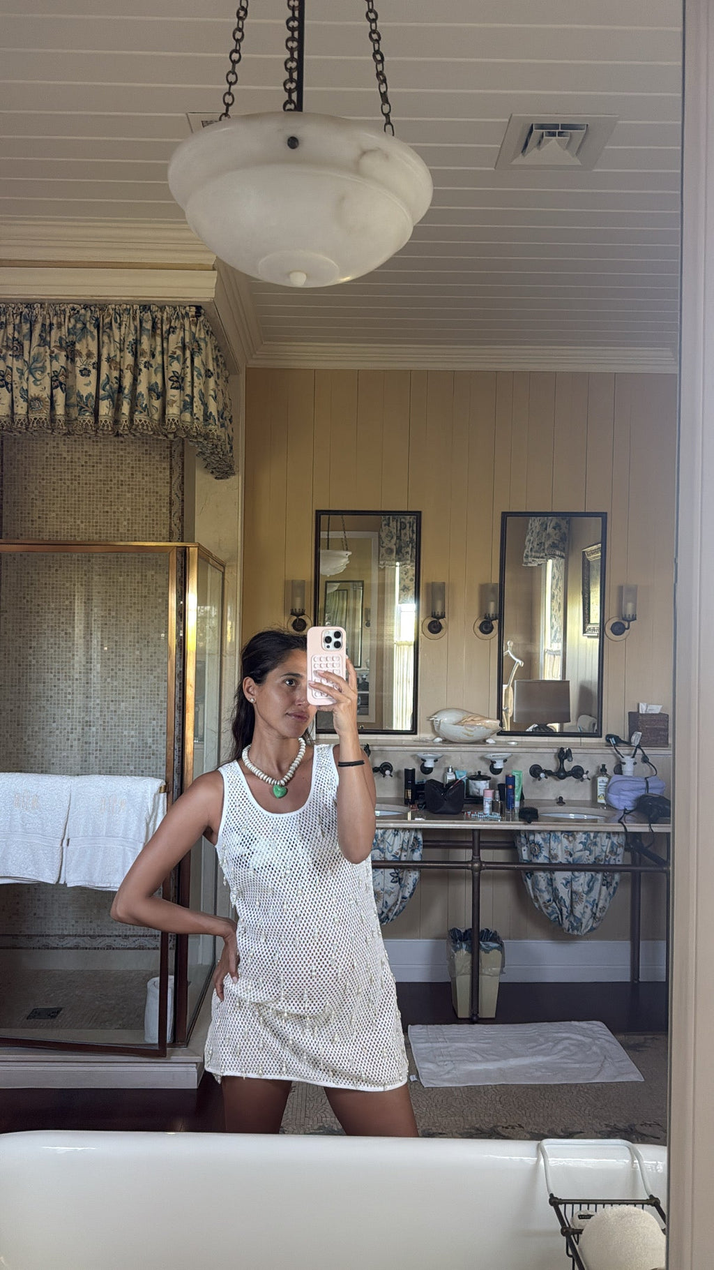 Green Heart Pendant Necklace - Fresh Water Pearl & Murano Glass