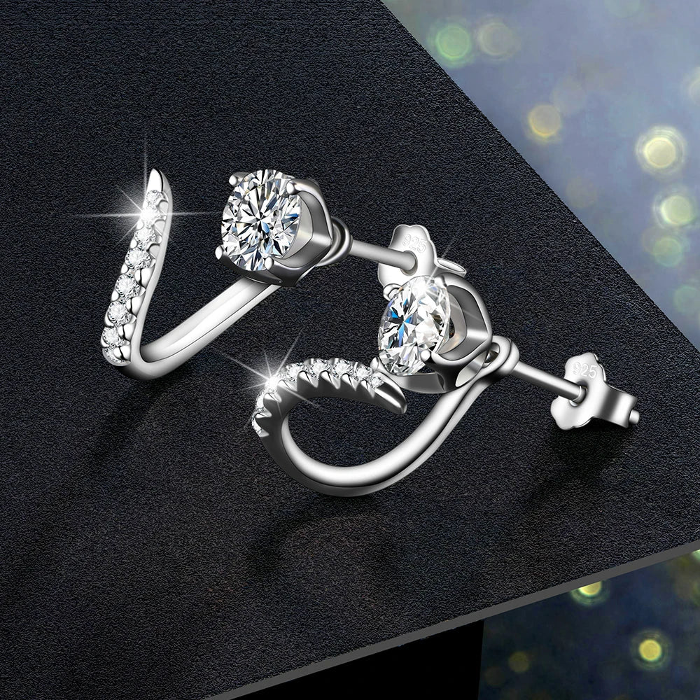 Moissanite Diamond Stud Earrings - Sterling Silver