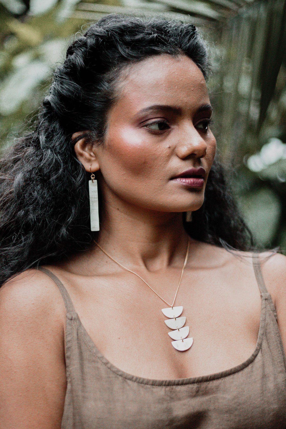 Crescent Buffalo Horn Pendant Necklace