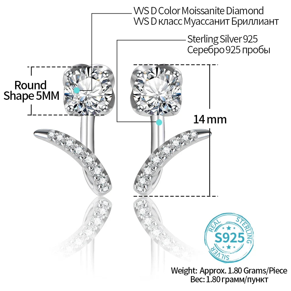 Moissanite Diamond Stud Earrings - Sterling Silver