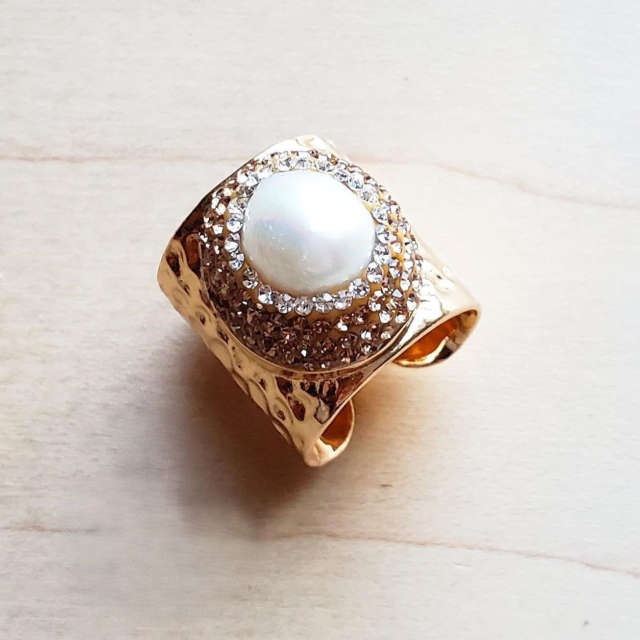 Freshwater Pearl Cuff Statement Ring
