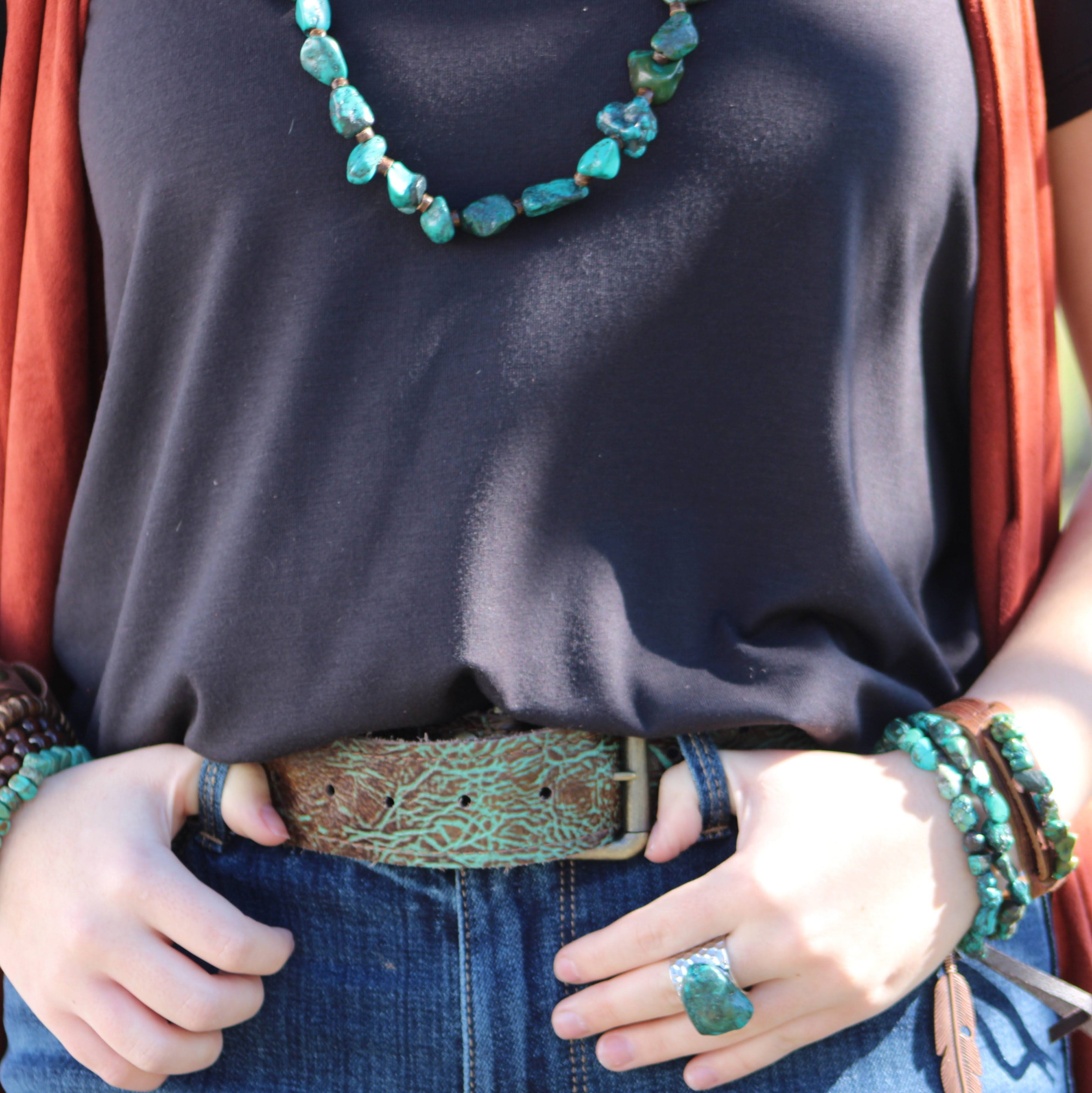 Natural Turquoise Chunk Statement Cuff Ring