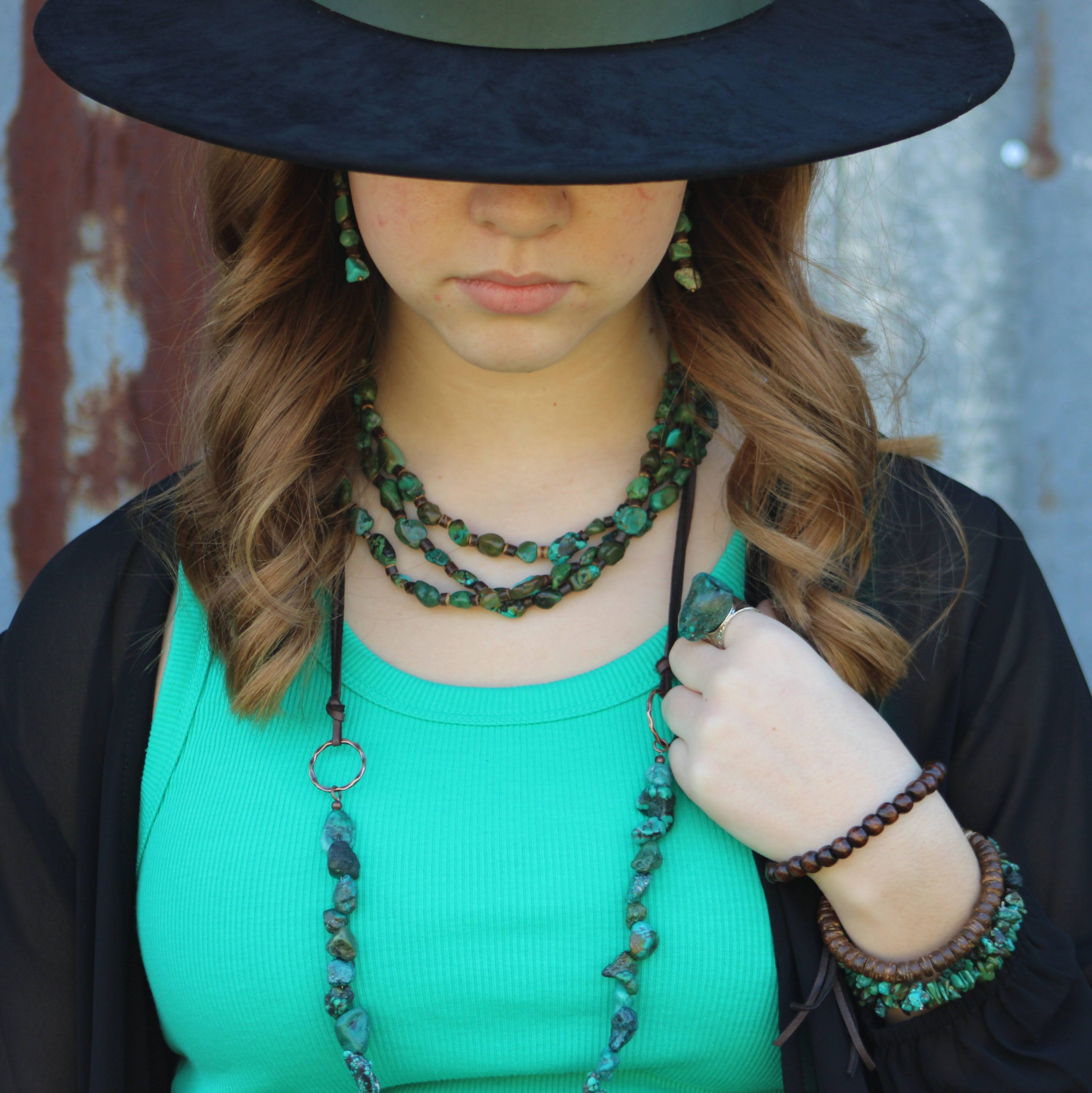Natural Turquoise Chunk Statement Cuff Ring