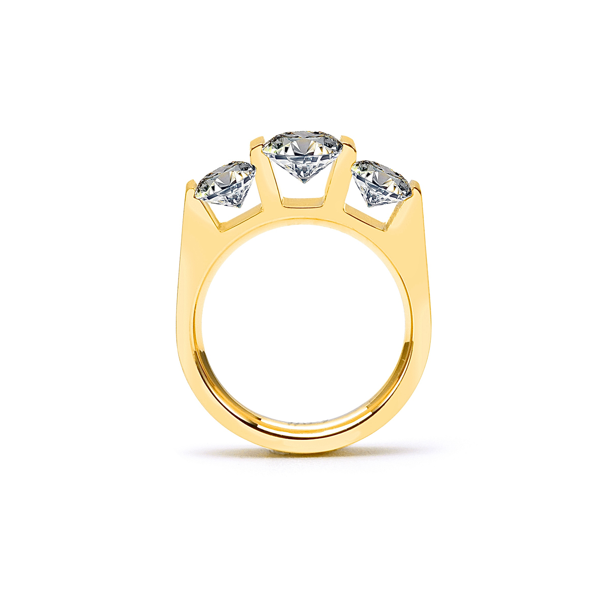 Gold Plated 3-Stone Cushion Cut Engagement Ring