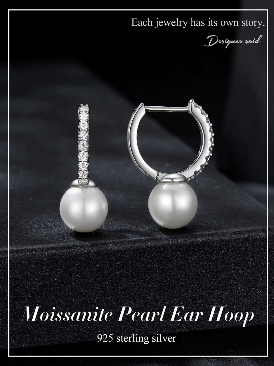 Moissanite Pearl Drop Earrings - Sterling Silver