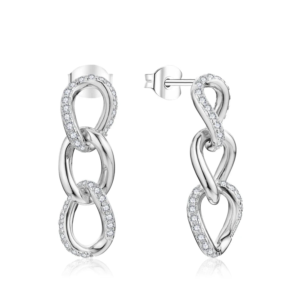 Diamond Dangle Earrings - Luxury Sterling Silver