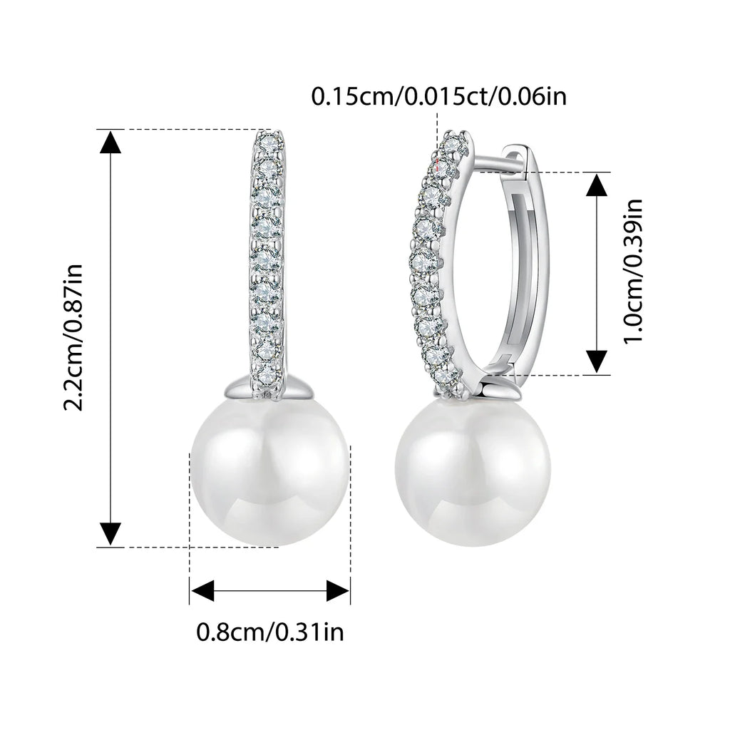Moissanite Pearl Drop Earrings - Sterling Silver