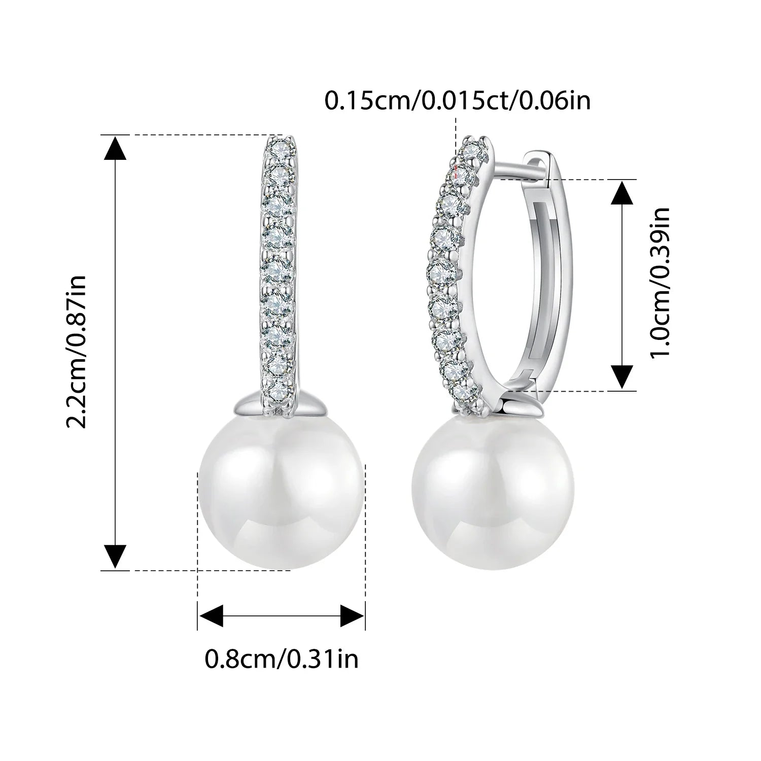 Moissanite Pearl Drop Earrings - Sterling Silver