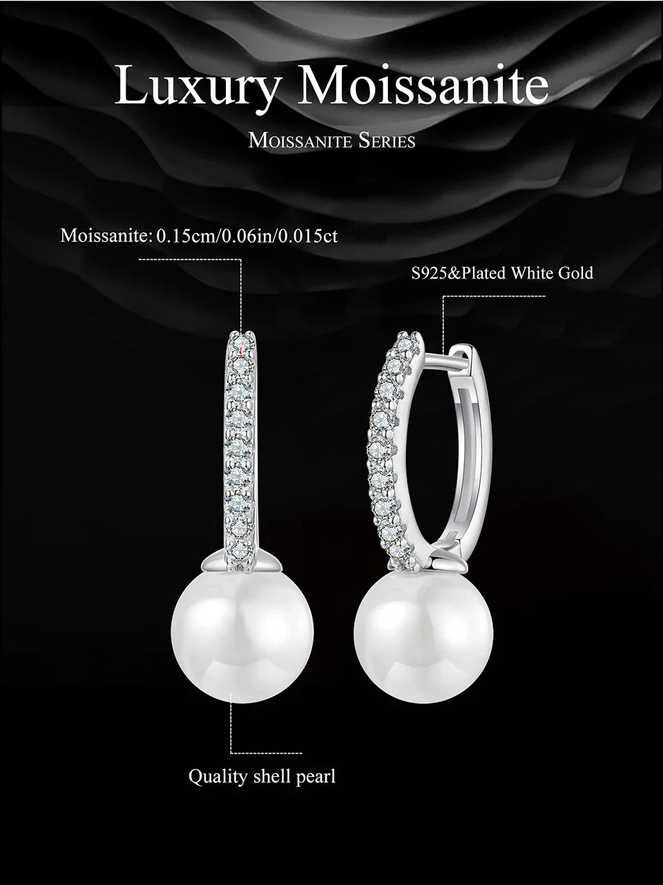 Moissanite Pearl Drop Earrings - Sterling Silver