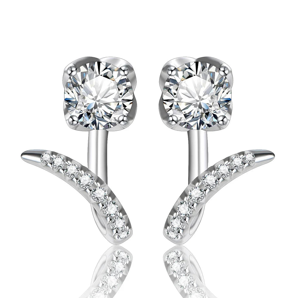 Moissanite Diamond Stud Earrings - Sterling Silver