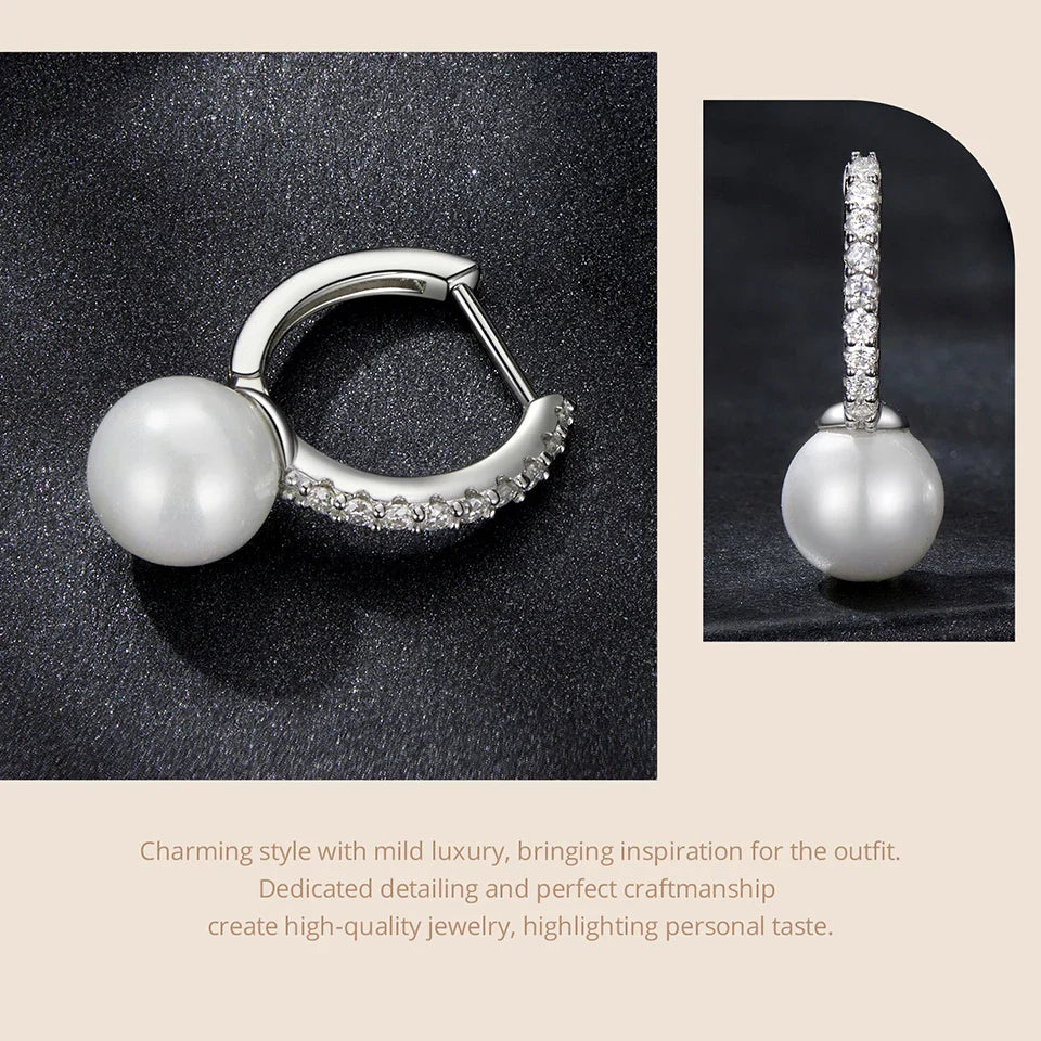 Moissanite Pearl Drop Earrings - Sterling Silver