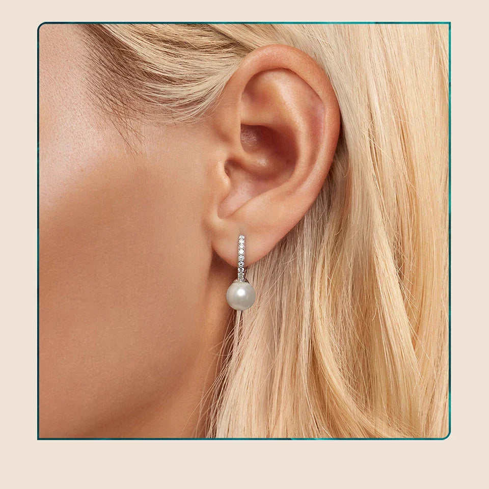 Moissanite Pearl Drop Earrings - Sterling Silver