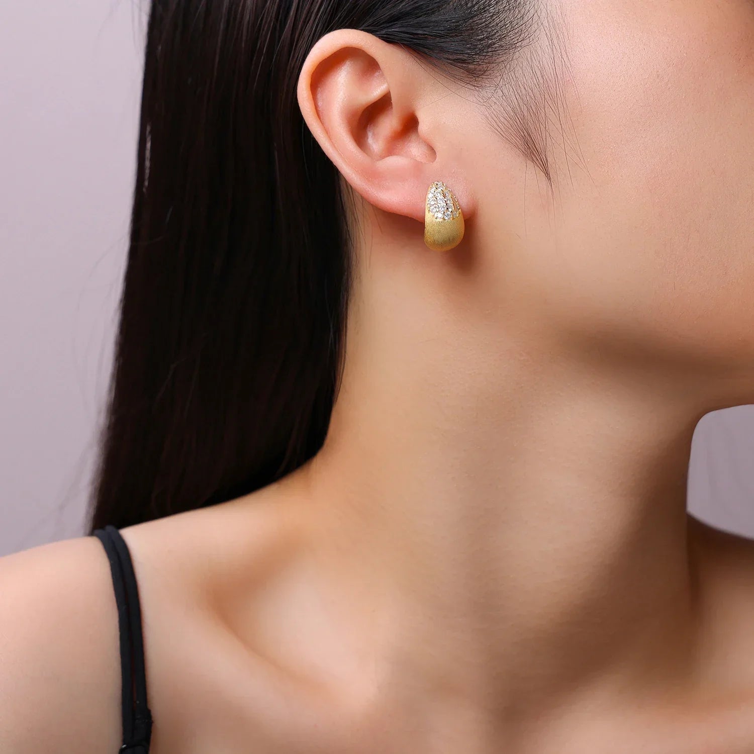 Moissanite Drop Hoop Earrings