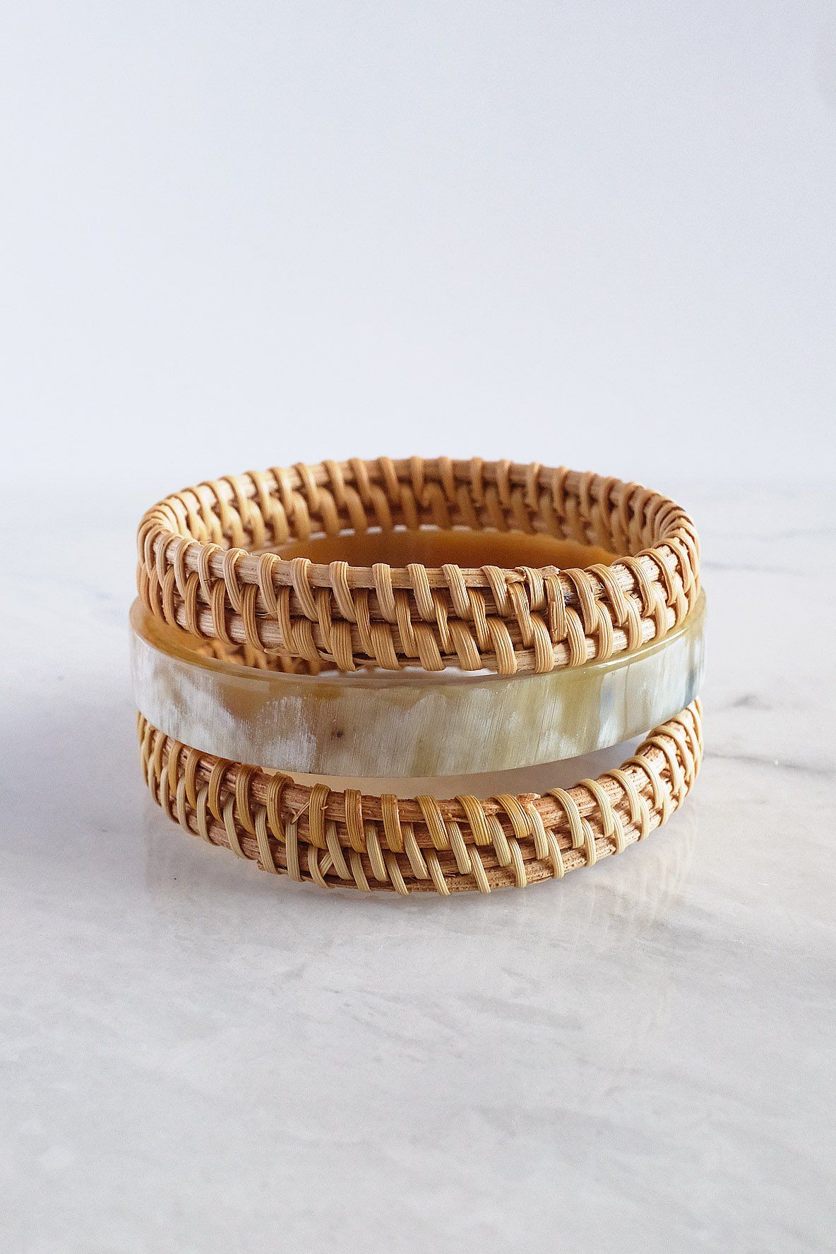Handwoven Rattan Bangle Bracelets (3pcs)