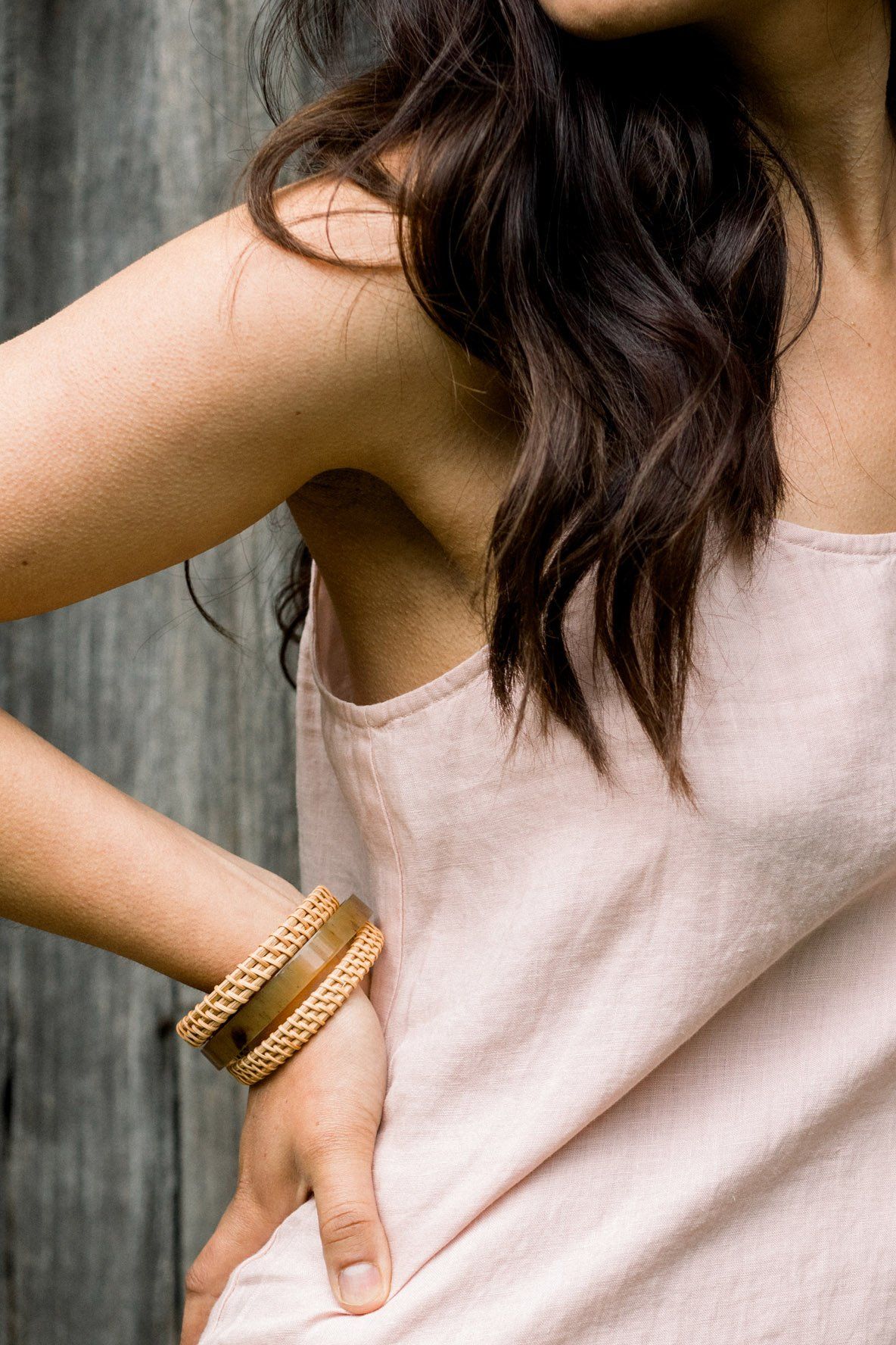 Handwoven Rattan Bangle Bracelets (3pcs)