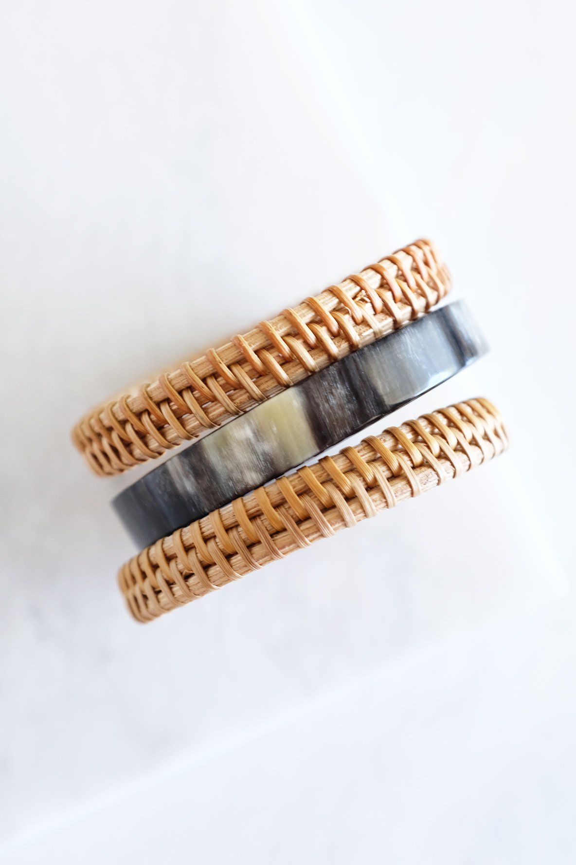 Handwoven Rattan Bangle Bracelets (3pcs)