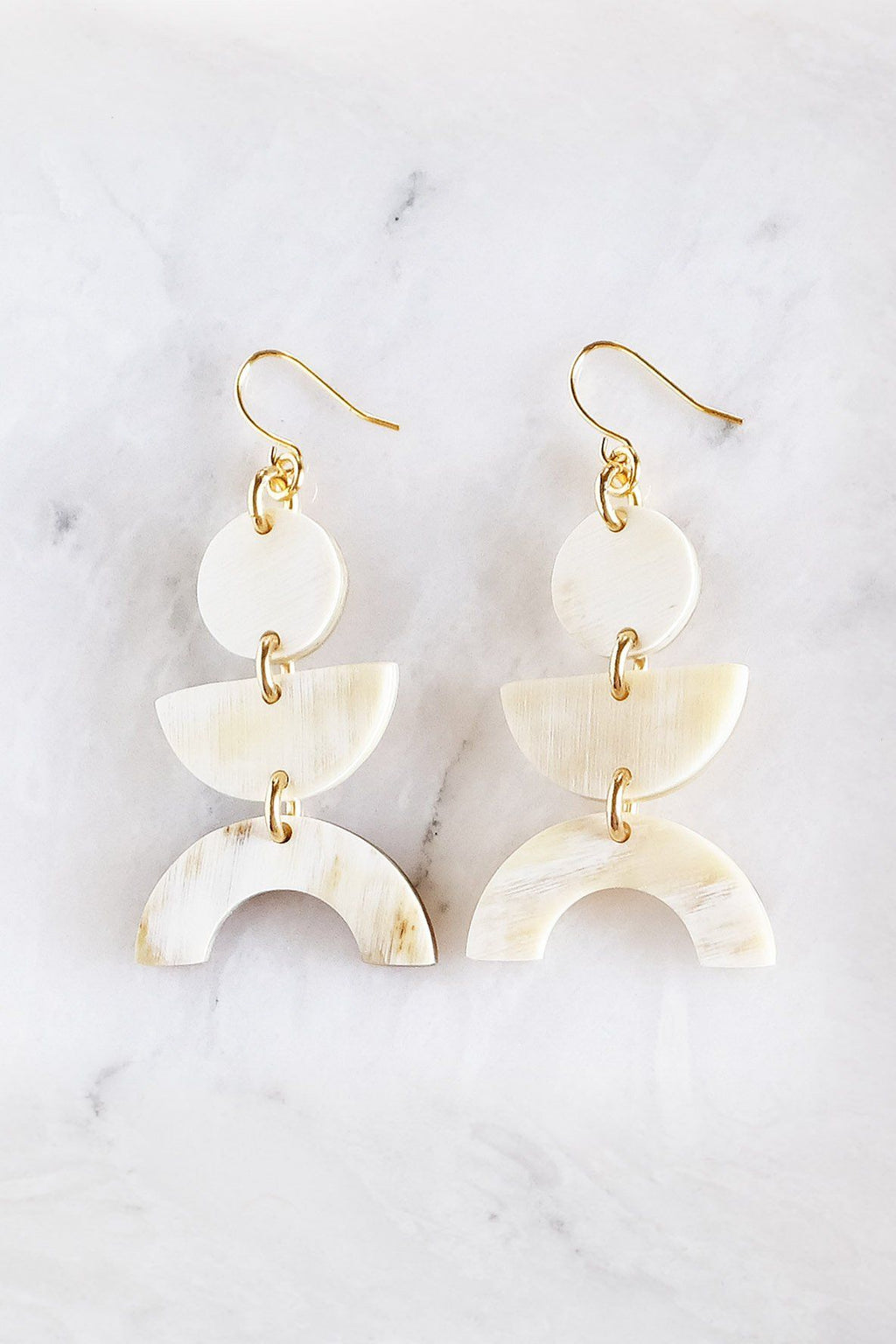 Geometric Buffalo Horn Statement Earrings