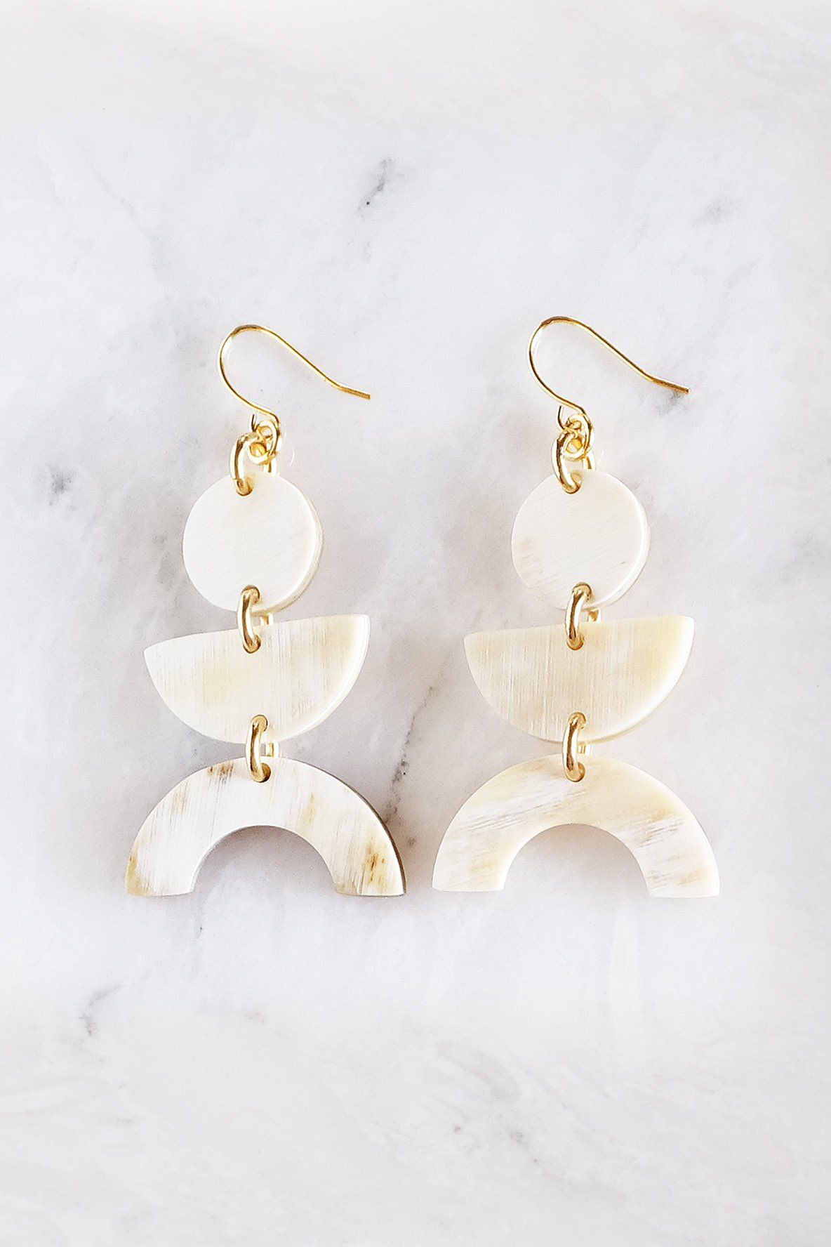 Geometric Buffalo Horn Statement Earrings