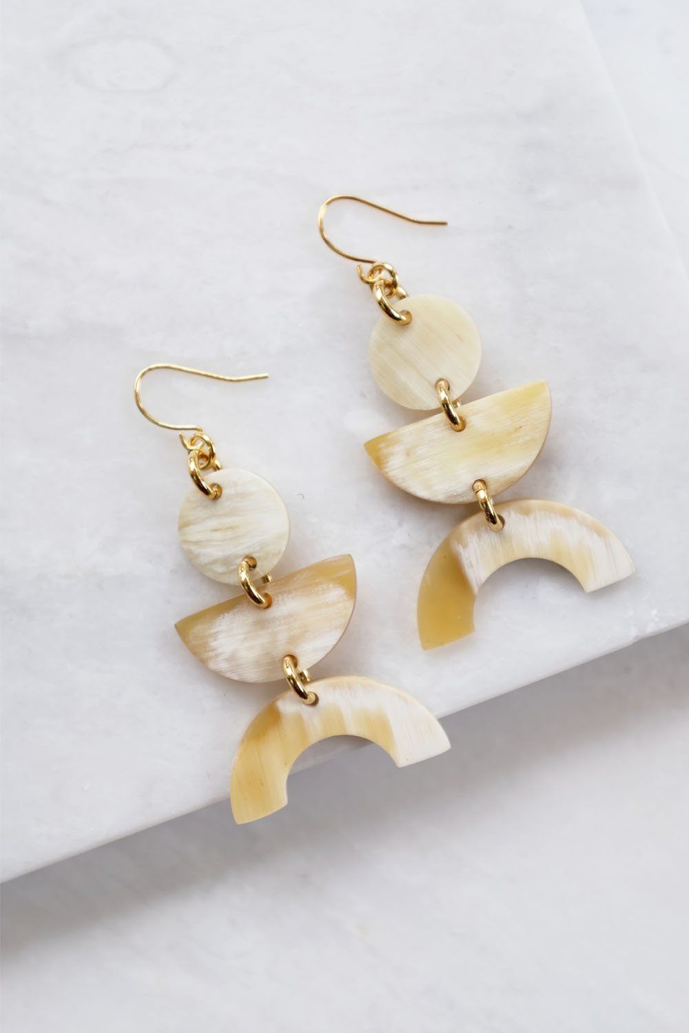 Geometric Buffalo Horn Statement Earrings