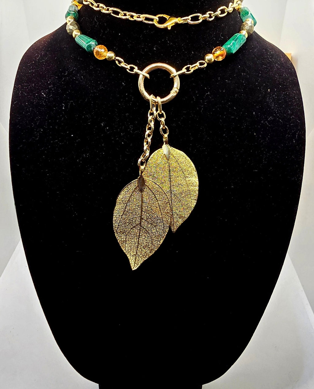 "Abundance Of Wealth" Necklace | Malachite , Citrine, and Pyrite