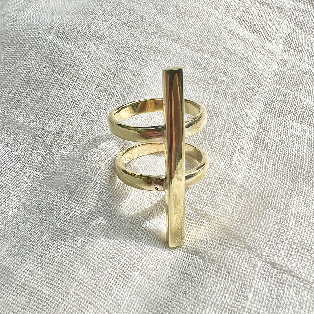 Double Band Recycled Brass Bullet Casing Ring