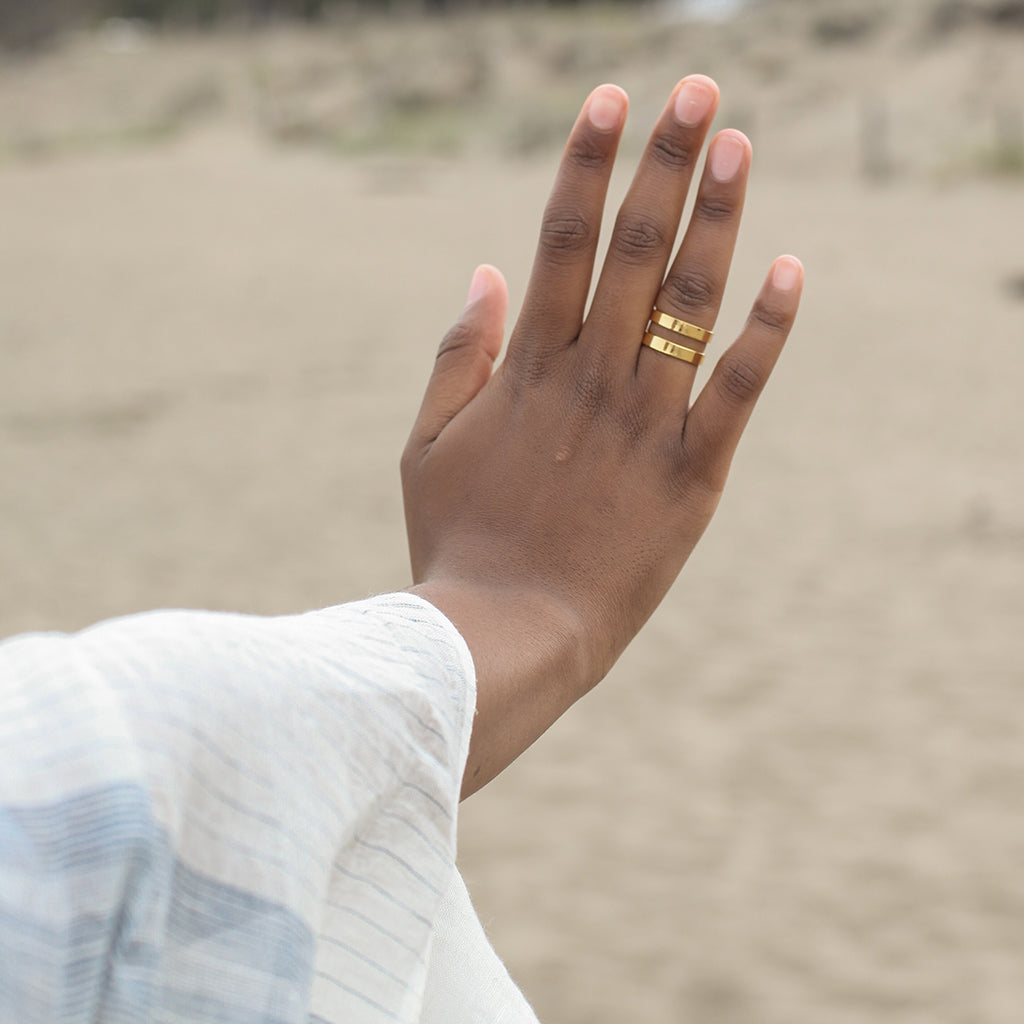 Geo Stripe Recycled Bullet Ring