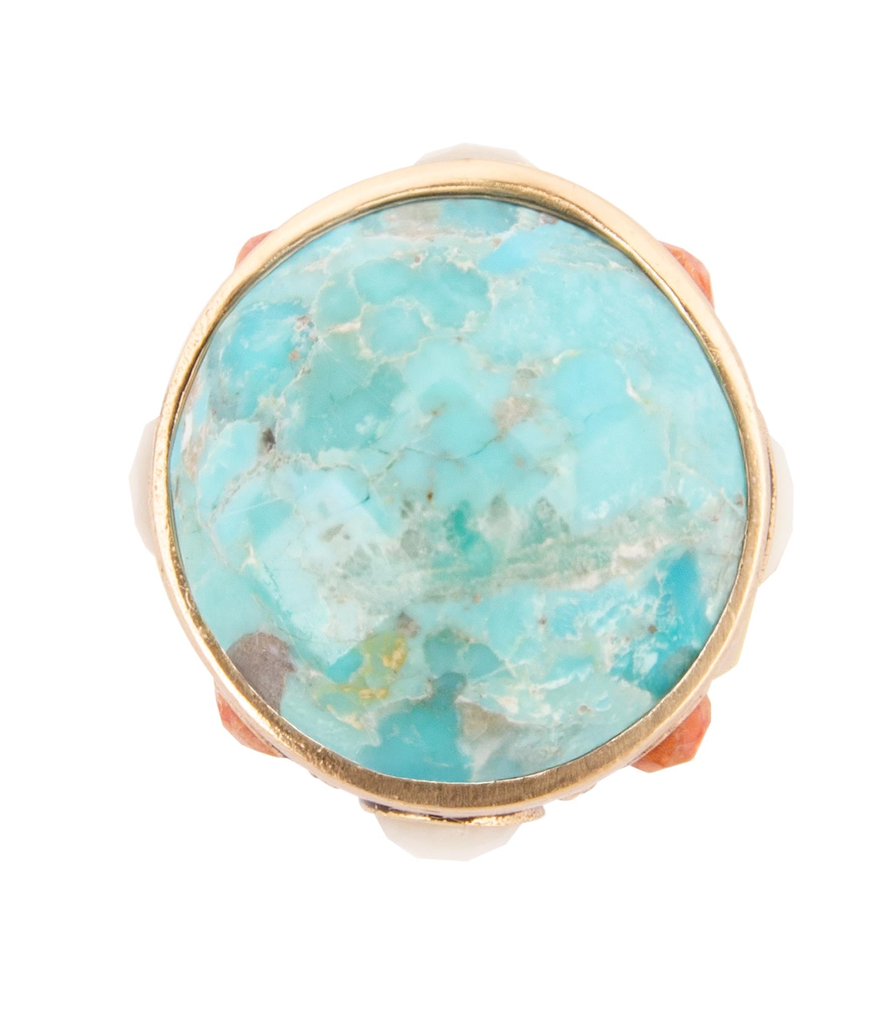 Turquoise and Coral Golden Ring