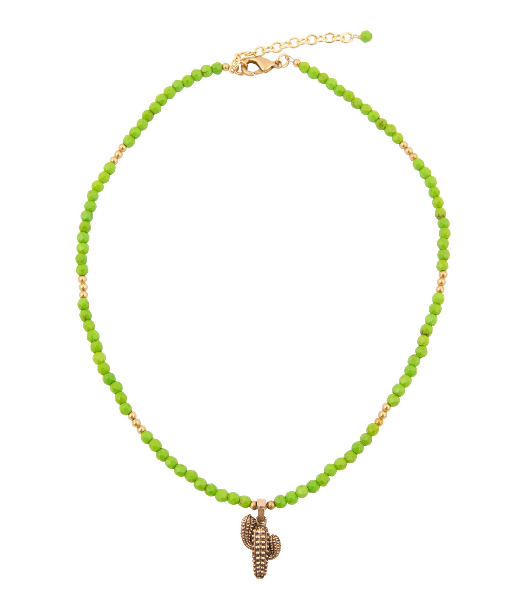 Cactus Lime Green Pendant Necklace