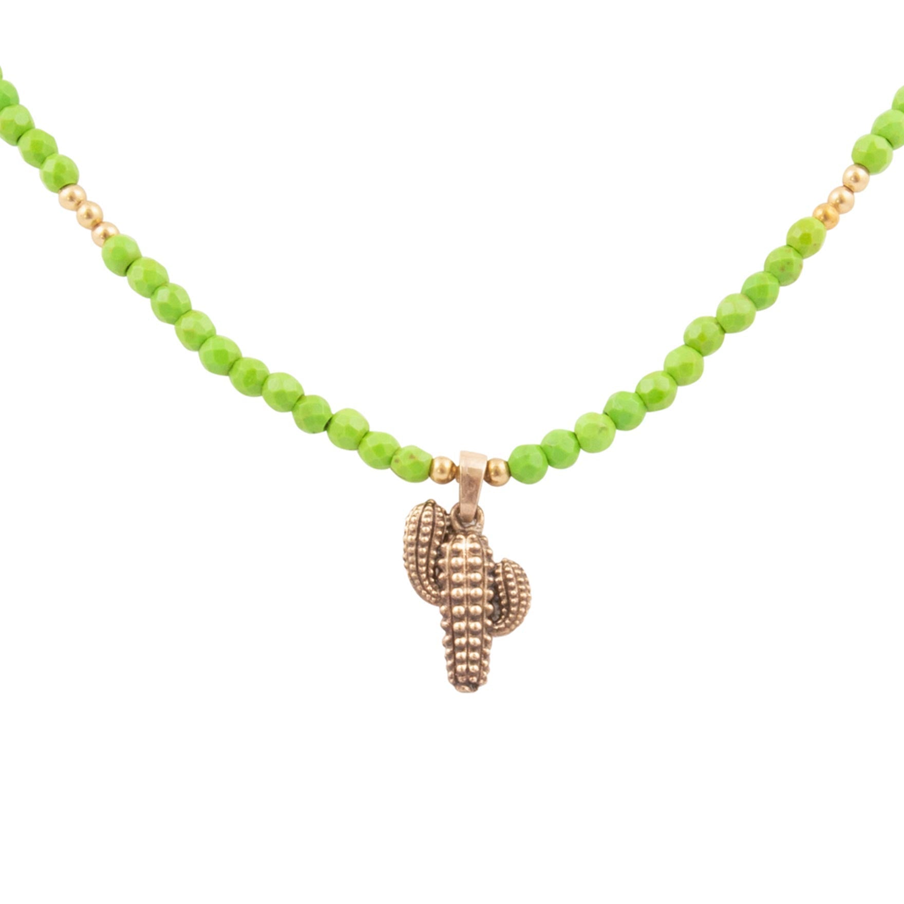 Cactus Lime Green Pendant Necklace