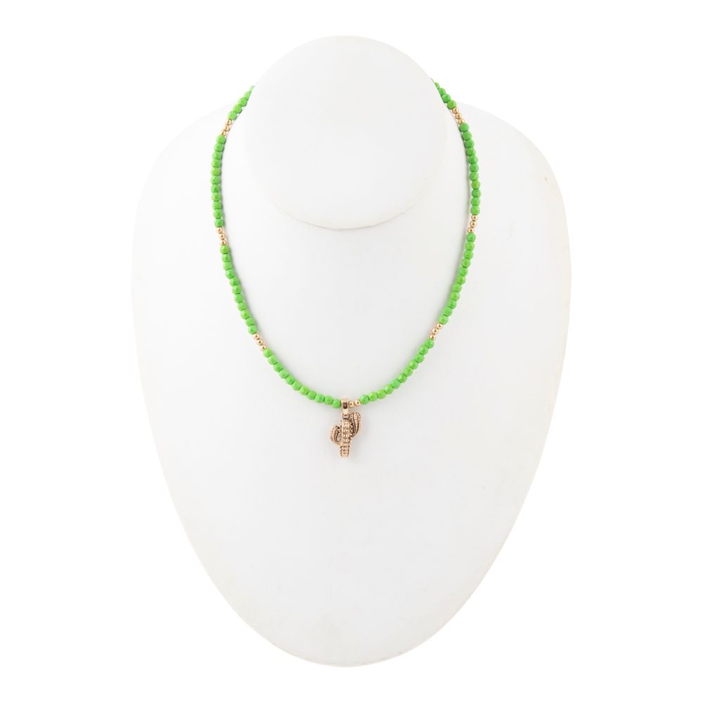 Cactus Lime Green Pendant Necklace