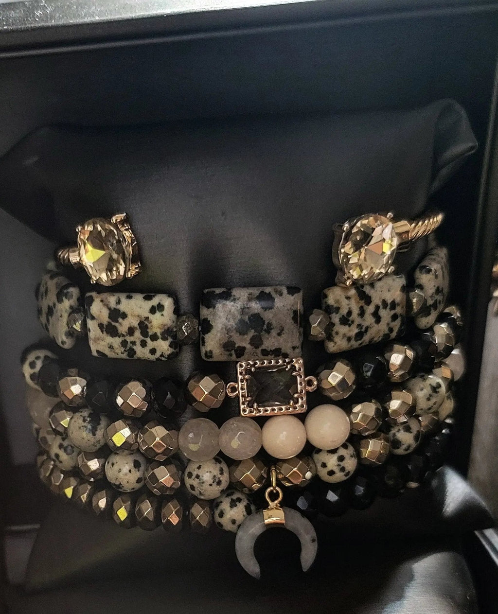 Dalmation Jasper Bracelet Stacked set