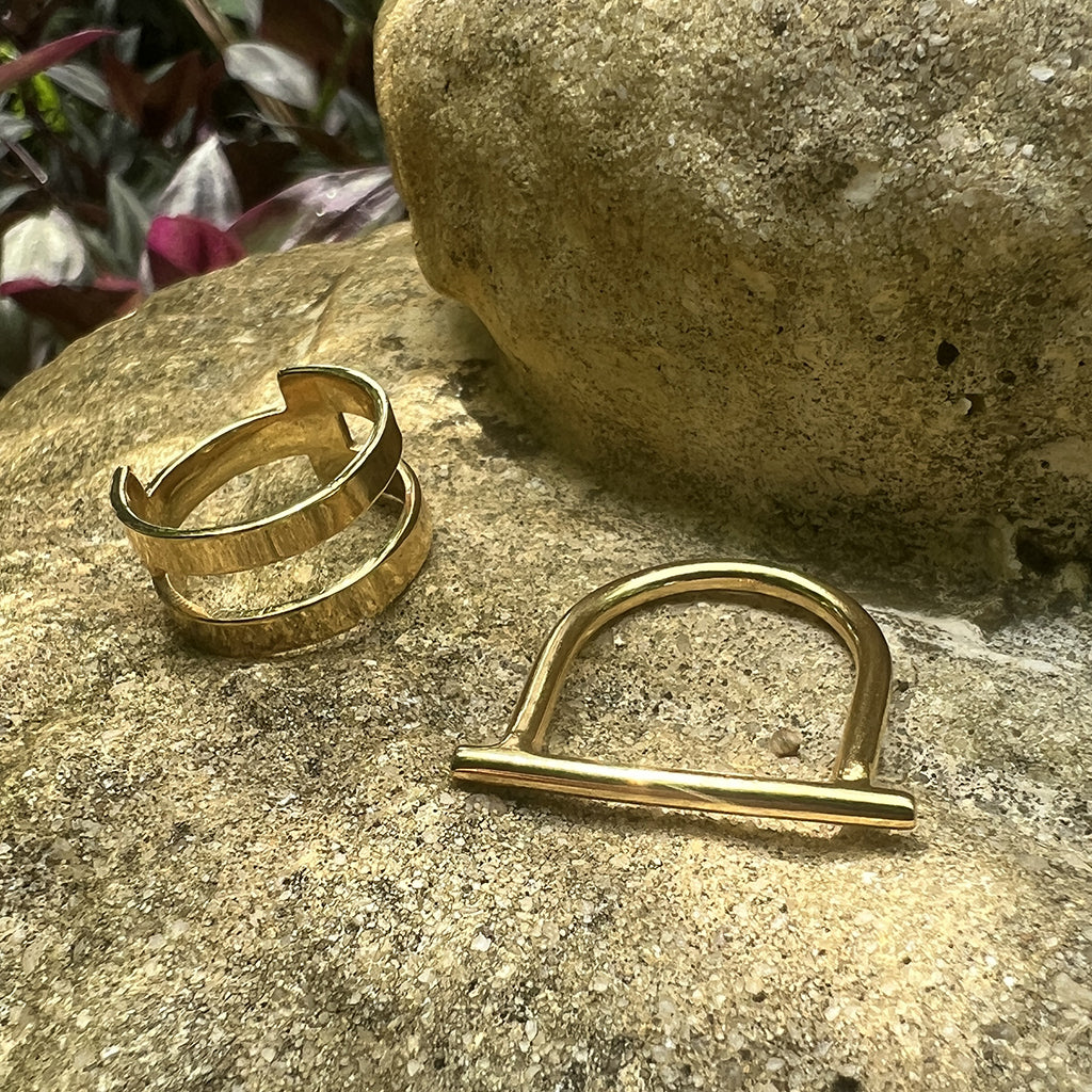 Geo Stripe Recycled Bullet Ring