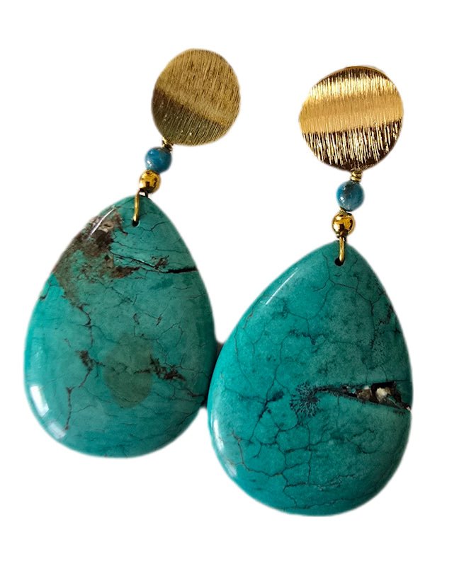 Natural Blue Pear Shaped Turquoise Earrings