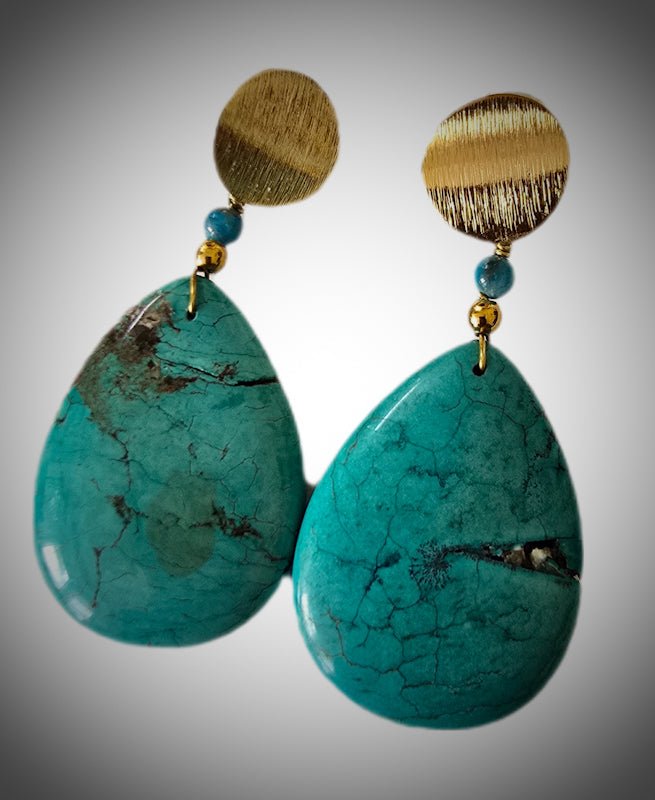 Natural Blue Pear Shaped Turquoise Earrings