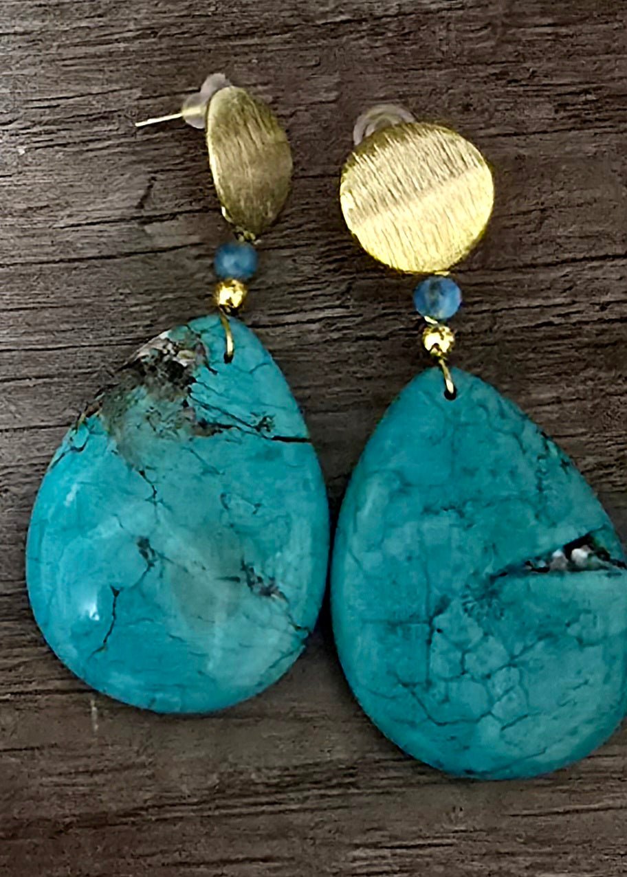 Natural Blue Pear Shaped Turquoise Earrings