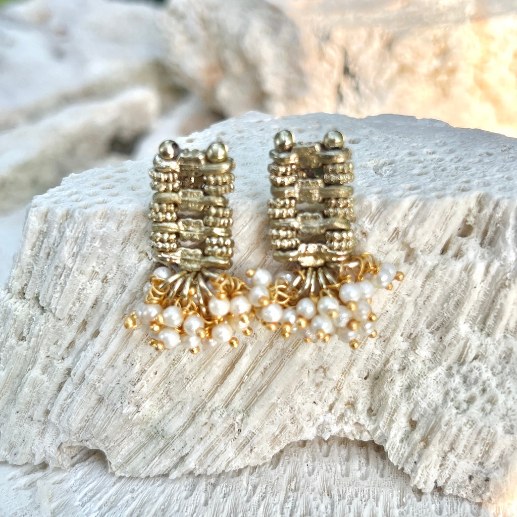 Boho Pearl Cotton Thread Earrings