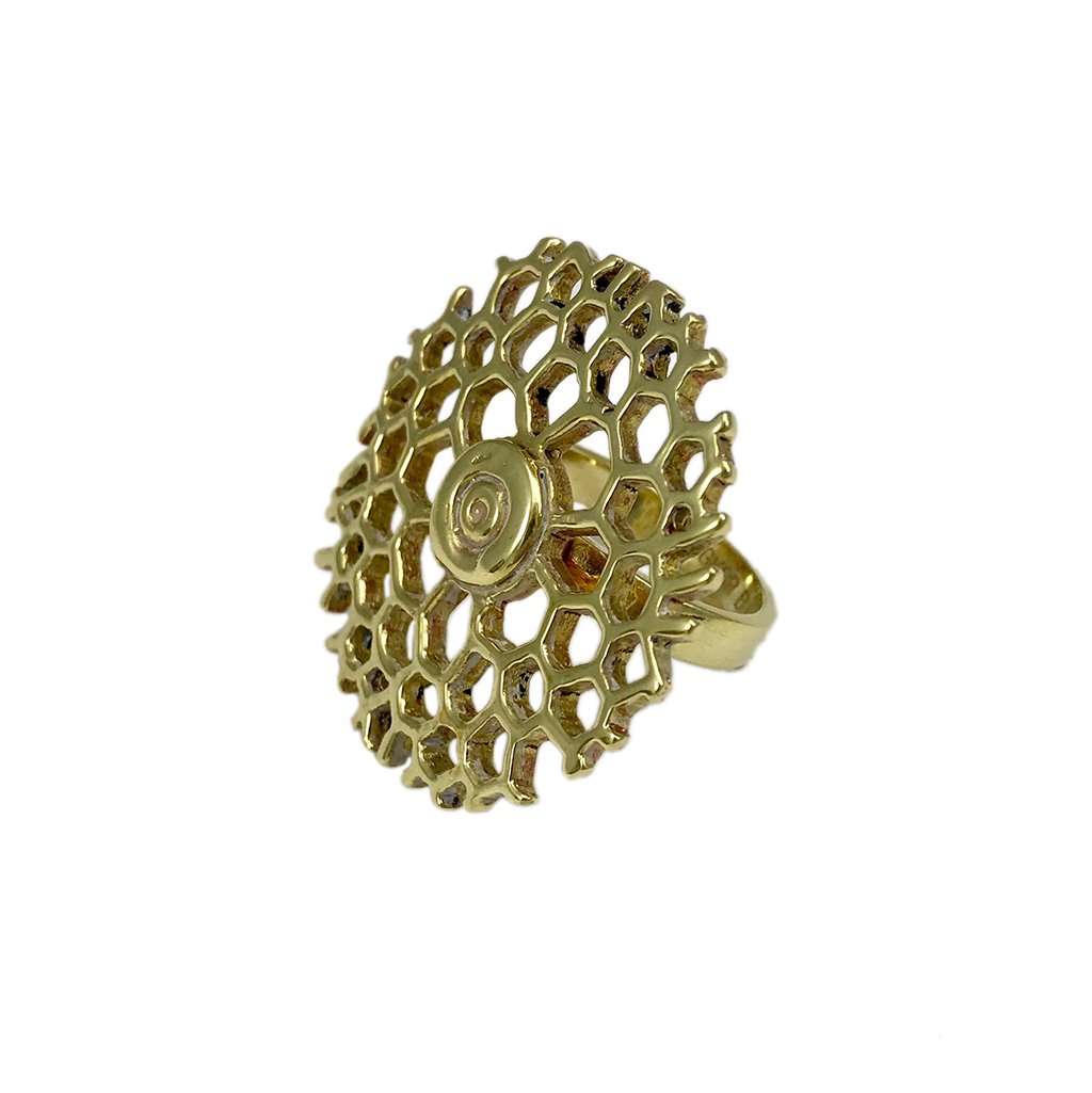 Honeycomb Ring Recycled Brass Bullet Casing