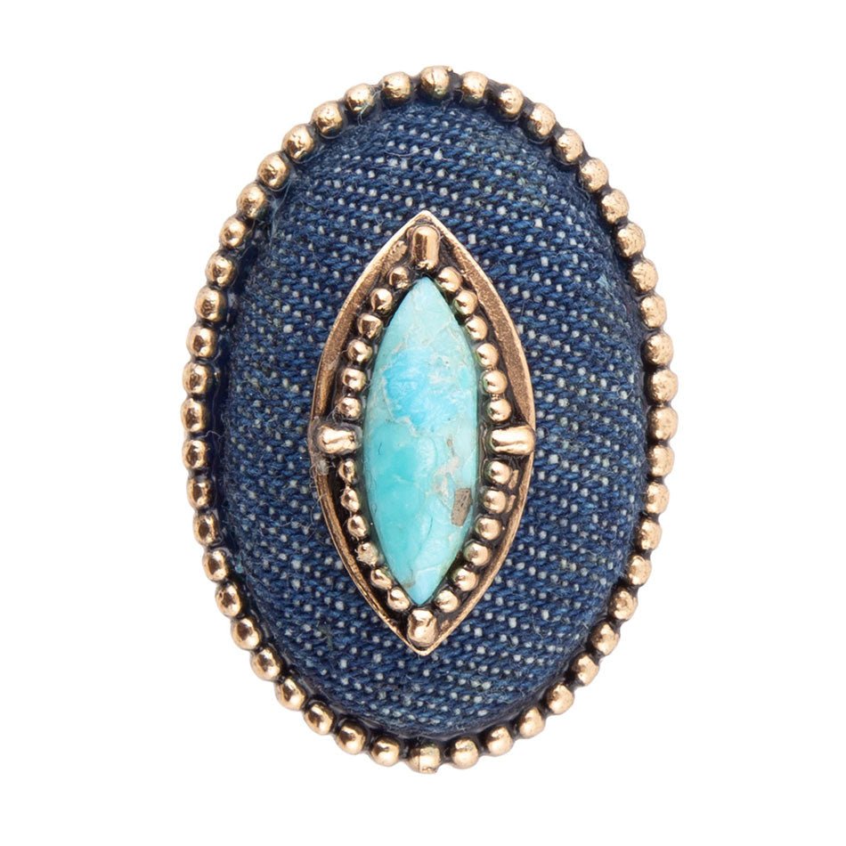 Turquoise and Denim Gold Ring