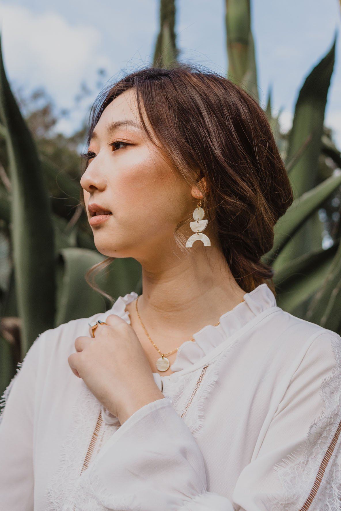 Geometric Buffalo Horn Statement Earrings